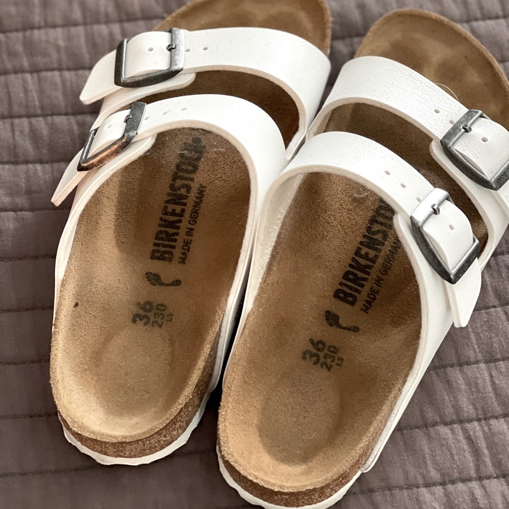 New, white Birkenstocks size 36
